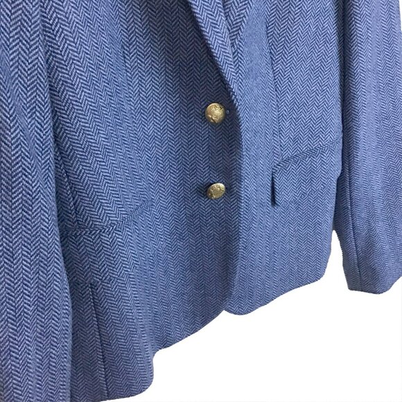 J Crew Factory Blazer Blue Herringbone Wool - Picture 4 of 13